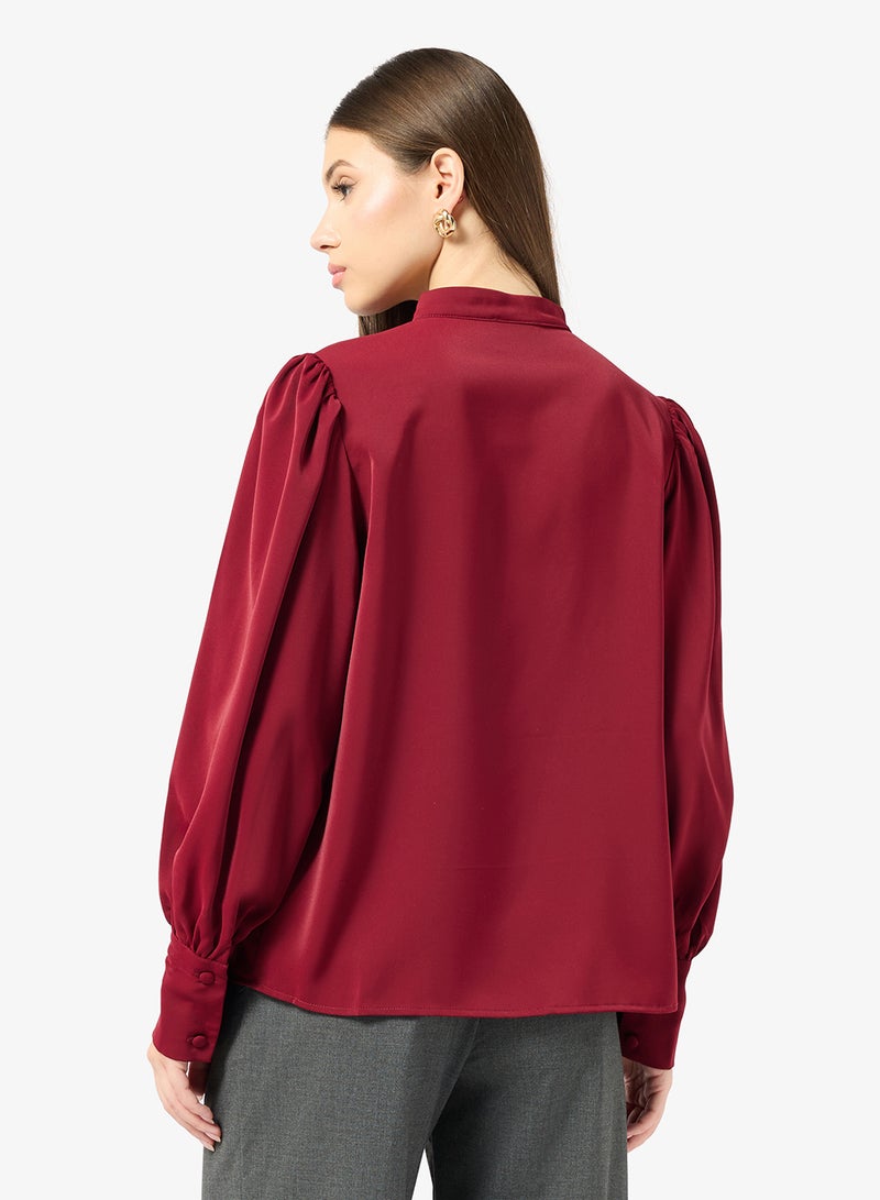 ELLA Puff Sleeve Blouse With Floral Detail - Image 2